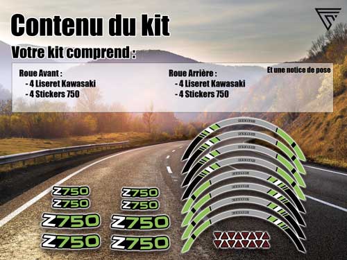 Kit stickers et liserets de jantes Kawasaki Z750