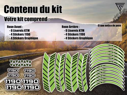 Pack stickers deco autocollants jantes moto KTM 1190