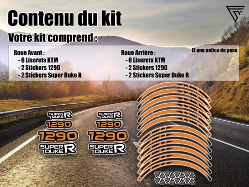 Pack sticker autocollants jantes moto KTM 1290 SuperDuke R