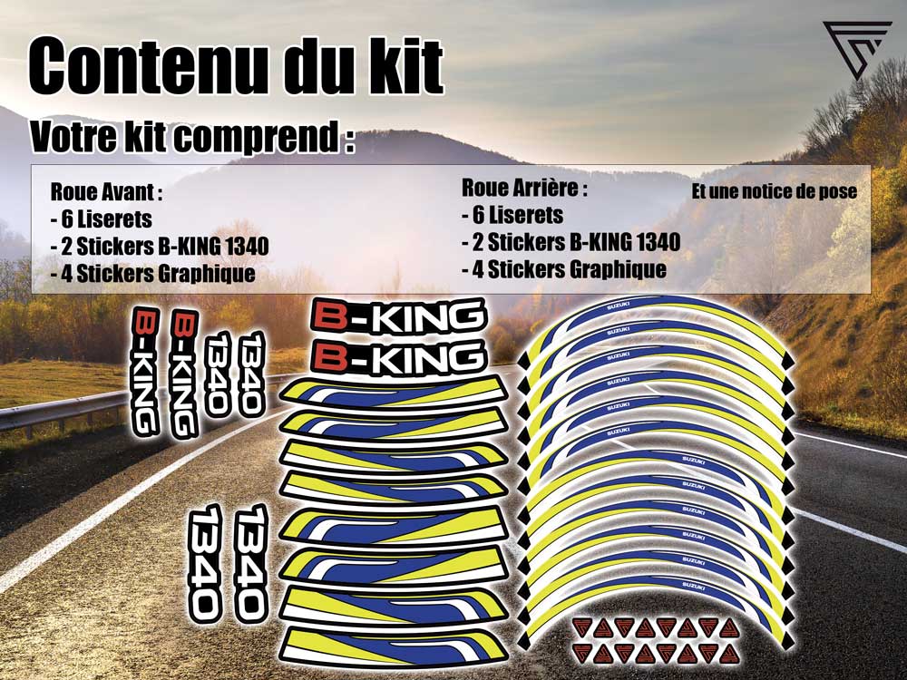 Kit déco décalcomanie jantes moto Suzuki
