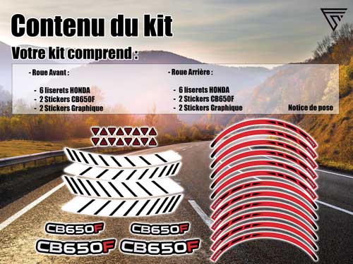 Pack sticker customisation jantes moto Honda CB650F