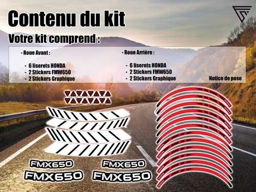 Kit déco jantes moto Honda FMX 650