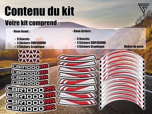 Pack stickers deco jantes moto Honda CBT 1000RR