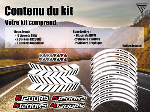 Planche de stickers autocollants graphique pour jantes de moto BMW K1200RS