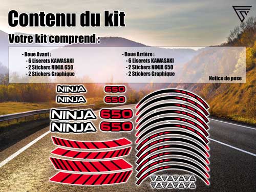 Kit décals jantes moto Kawasaki Ninja 650