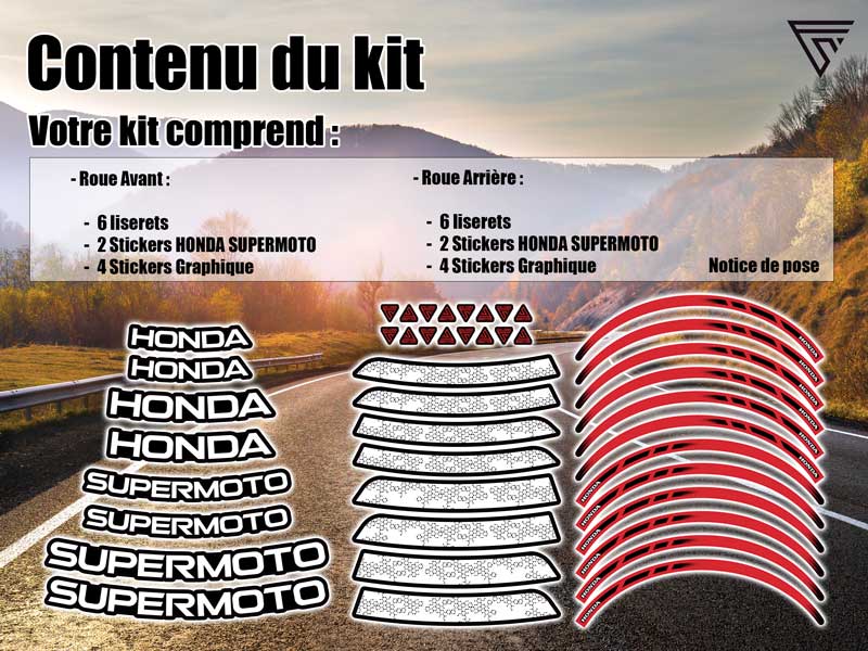 Pack déco jantes moto Honda SuperMoto
