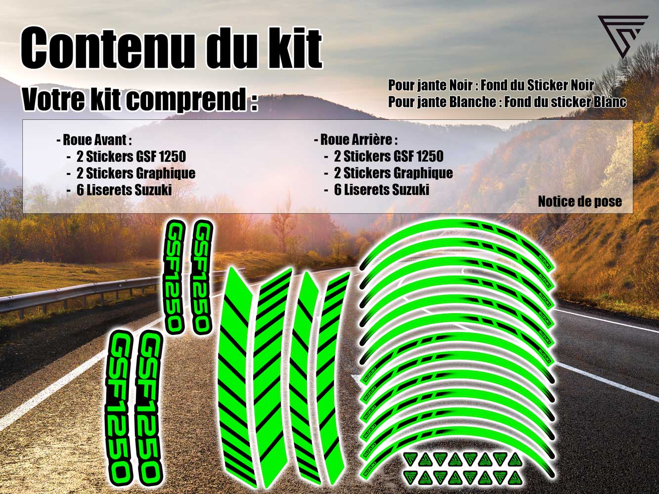 Kit déco pour jantes d emoto Suzuki GSF 1250