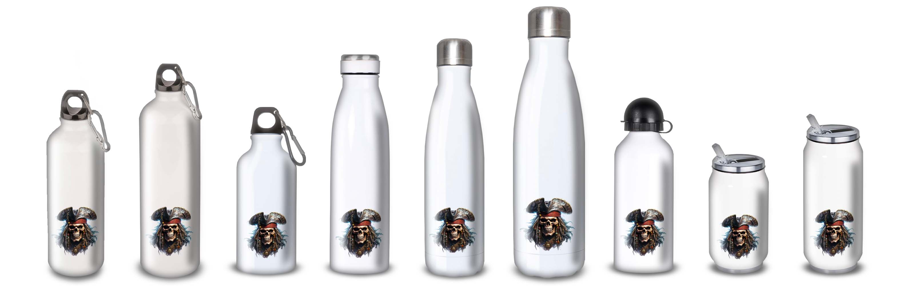 Gourde Alu et Thermos Tête de Mort Pirates