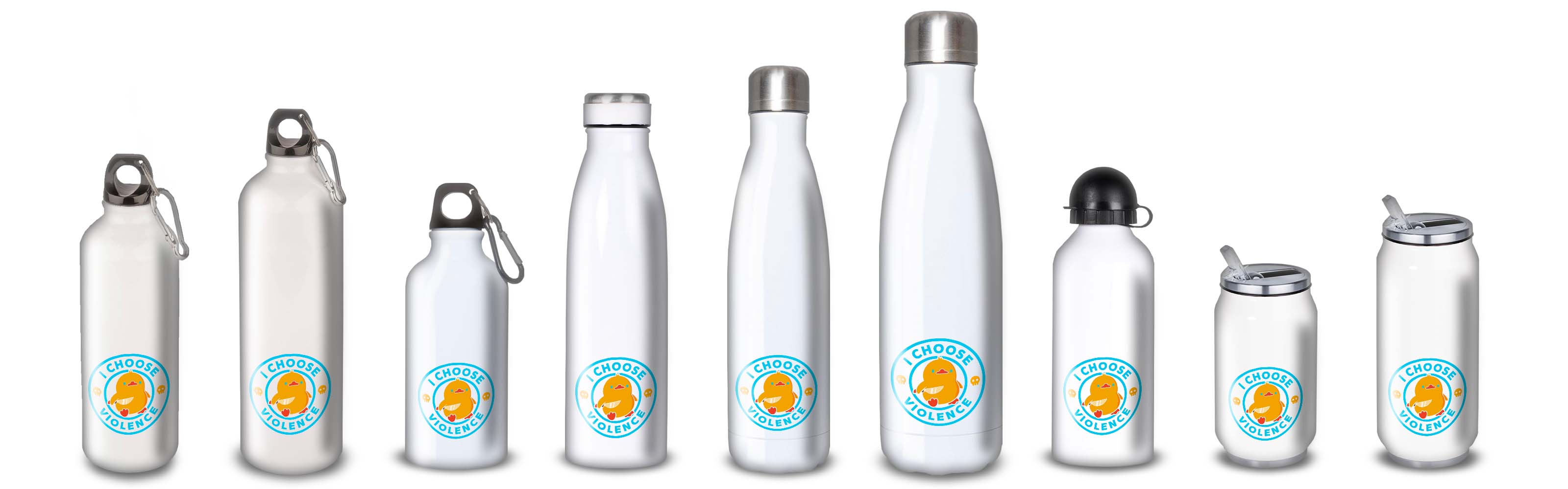 Gourde Alu et Thermos Duck - I choose violence - Bleu