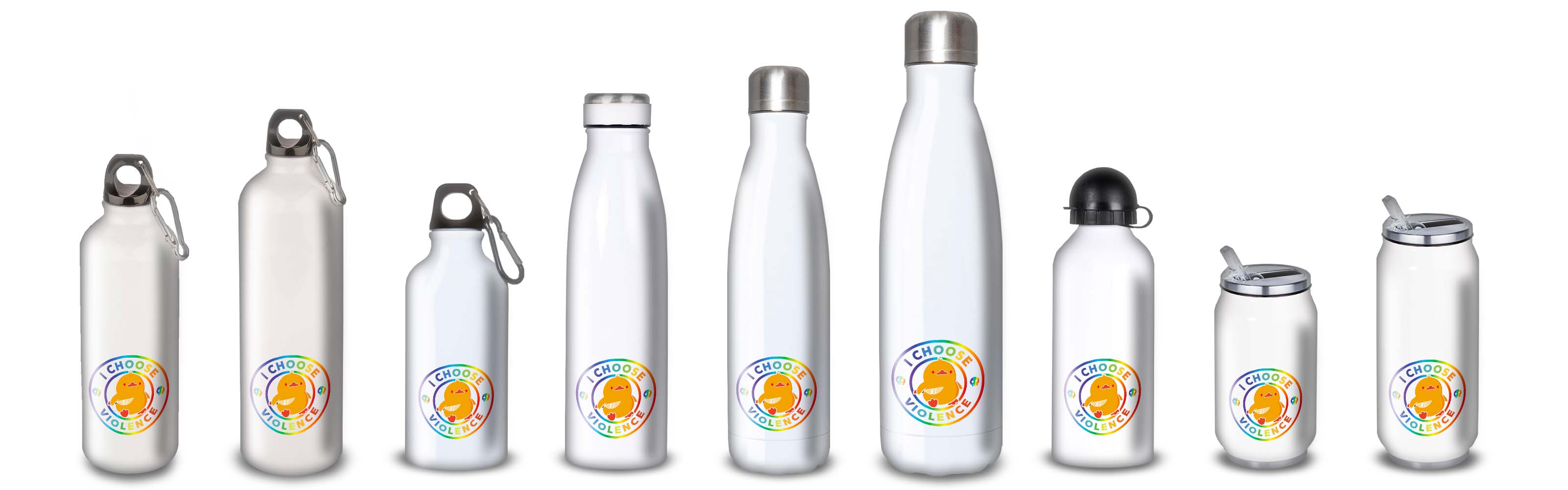 Gourde Alu et Thermos Duck - I choose violence - Rainbow