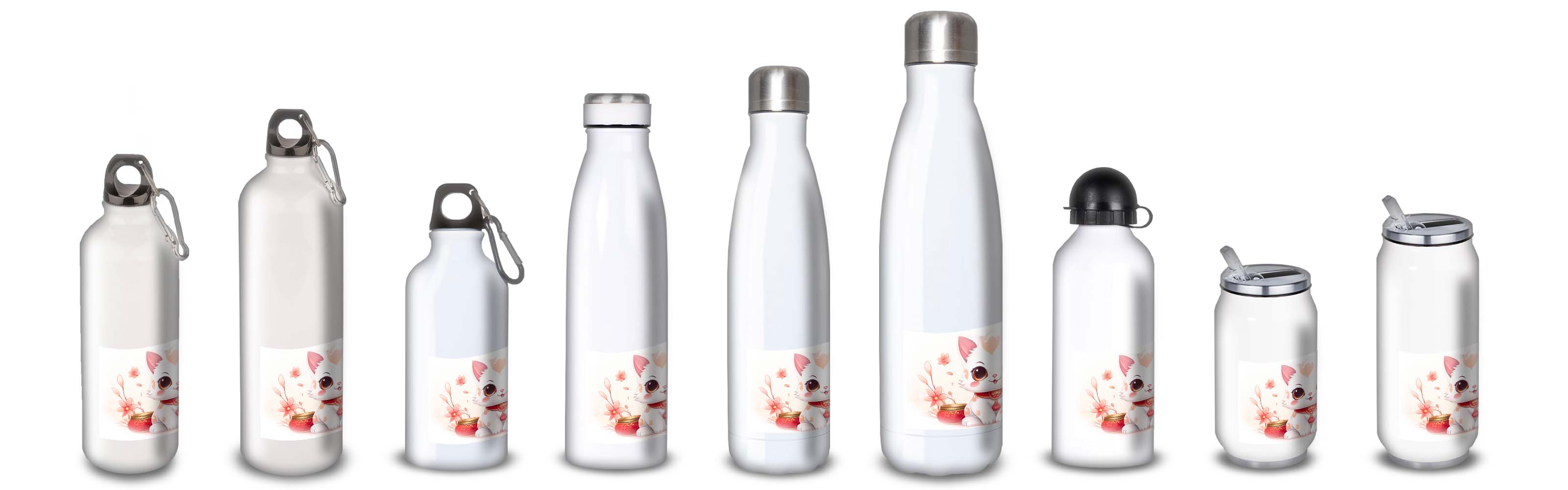 Gourde Alu et Thermos Chat Maneki-neko